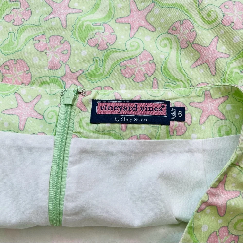 Vineyard Vines Margo Key Lime Seahorse Skirt Size 6 Green Pink